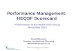 Performance Management: HEQSF Scorecard