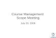 Course Management  Scope Meeting