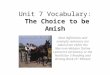 Unit 7 Vocabulary: The  Choice to be Amish