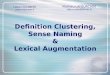 Definition Clustering, Sense Naming & Lexical Augmentation