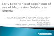 Early Experience of Expansion of  use of Magnesium Sulphate in Nigeria