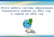 Итоги работы системы образования Сенненского района за 2011 год  и задачи на 2012 год