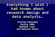 Everything I wish I had known about research design and data analysis…
