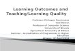 Learning Outcomes and Teaching/Learning Quality