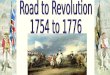 Road to Revolution 1754 to 1776