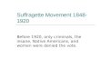 Suffragette Movement 1848-1920