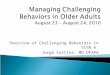 Managing Challenging Behaviors in Older Adults August 23 â€“ August 24, 2010