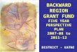 BACKWARD REGION GRANT FUND  FIVE YEAR PERSPECTIVE PLAN 2007-08 to 2011-12