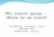 MRI expert group –  Where do we stand?