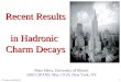 Recent Results  in Hadronic  Charm Decays
