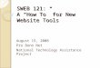 SWEB 121: A “How To” for New Website Tools