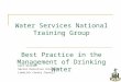 Water Services National Training Group Best Practice in the Management of Drinking Water