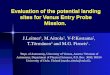 Evaluation of the potential landing sites for Venus Entry Probe Mission