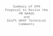 Summary of EPA Proposal to Revise the PM NAAQS and Draft WRAP Technical Comments