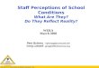 Staff Perceptions of School Conditions What Are They? Do They Reflect Reality?