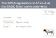 The EPA Negotiations in Africa & at the SADC level: some comments