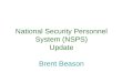 National Security Personnel System (NSPS) Update Brent Beason