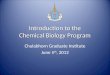 Introduction to the Chemical Biology Program