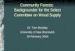 Community Forests:  Backgrounder for the Select Committee on Wood Supply