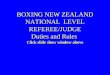 BOXING NEW ZEALAND NATIONAL  LEVEL REFEREE/JUDGE Duties and Rules  Click slide show window above
