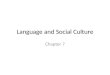 Language and Social Culture