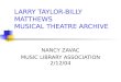 LARRY TAYLOR-BILLY MATTHEWS  MUSICAL THEATRE ARCHIVE