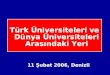 Türk Üniversiteleri ve Dünya Üniversiteleri Arasındaki Yeri