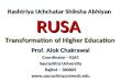 Rashtriya Uchchatar Shiksha  Abhiyan  RUSA Transformation of Higher Education