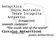 Antarctica Terra Australis        Terra Incognita          Antarktos ἀνταρκτική