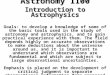 Astronomy 1100 Introduction to Astrophysics