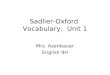 Sadlier-Oxford  Vocabulary:  Unit 1