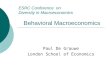 ESRC Conference  on  Diversity in Macroeconomics    Behavioral Macroeconomics