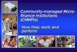 Community-managed Micro-finance Institutions  (CMMFIs)