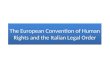 The European Convention of Human Rights and the Italian Legal Order