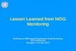 Lesson Learned from MDG Monitoring