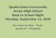 Quakertown Community Senior High School Back to School Night Monday, September  13, 2010