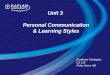 Unit 3   Personal Communication  & Learning Styles