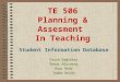 TE 506 Planning & Assesment  In Teaching