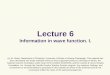 Lecture 6 Information in wave function. I