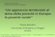 “Un approccio territoriale al tema della povertà in Europa: la povertà rurale”