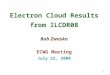 Electron Cloud Results from ILCDR08 Bob Zwaska ECWG Meeting July 22, 2008