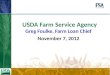 USDA Farm Service Agency Greg Foulke, Farm Loan Chief November 7, 2012