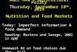 AGEC 640 – Agricultural Policy  Thursday, September  18 th ,  2014 Nutrition and Food Markets