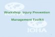 Workshop: Injury Prevention  Management Toolkit