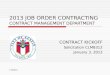 2013 JOB ORDER CONTRACTING Contract Management Department