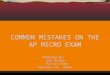 COMMON MISTAKES ON THE AP MICRO EXAM Compiled by:   John Ostick   Malvern Prep Malvern, PA  19355