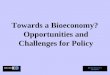 Towards a Bioeconomy?  Opportunities and Challenges for Policy