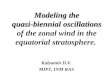 Modeling the quasi-biennial oscillations  of the zonal wind in the equatorial stratosphere 