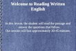 Welcome to Reading Written English