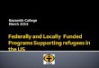 Federally and Locally  Funded Programs Supporting refugees in the US